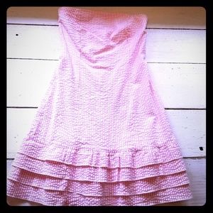 Pink Seersucker Tube Dress-2